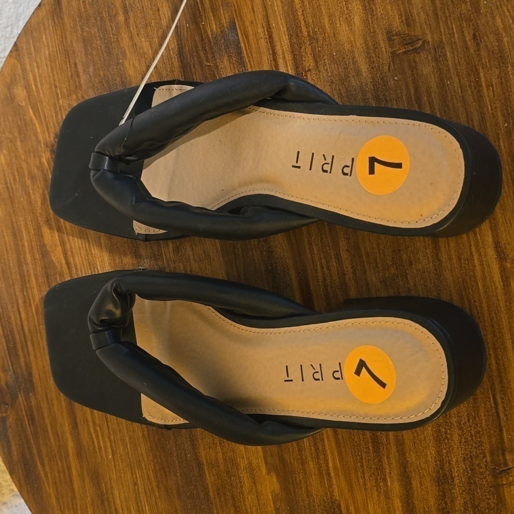 Esprit| Womens Black Square Toe Slip On Heel Slides Careerwear Thongs Sz.8.5 - Picture 4 of 11